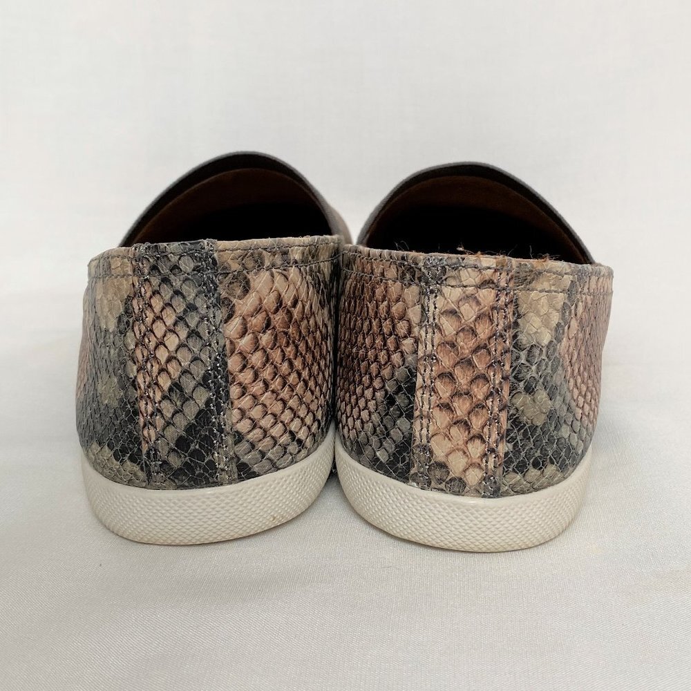 Frye Melanie Brown Gray Snake Reptile Print Leather Flats - Picture 8 of 12
